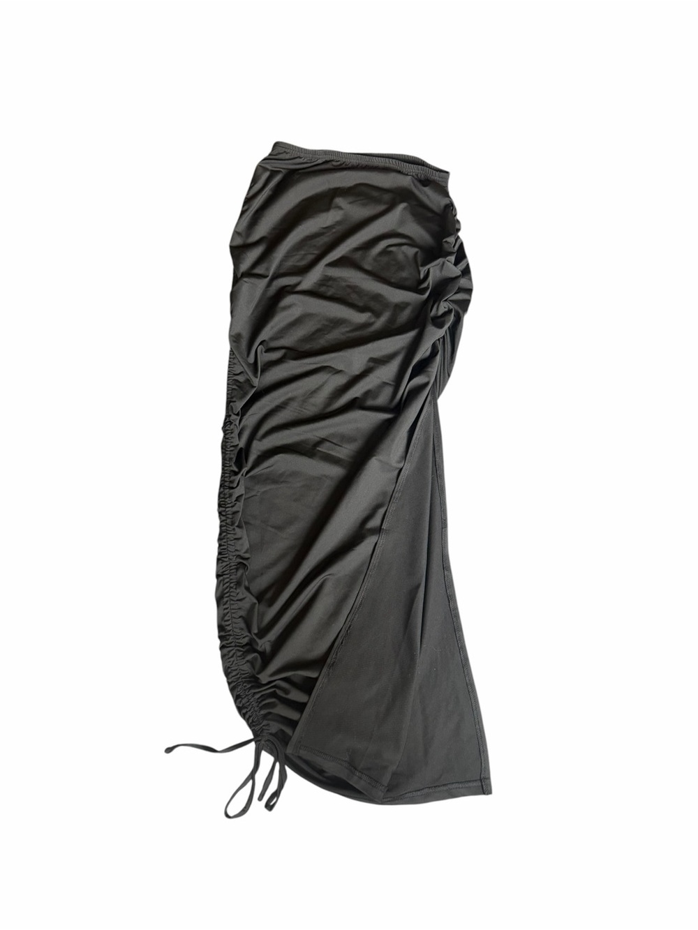 Cider Black Ruched High-Low Maxi Skirt - Swim Coverup
